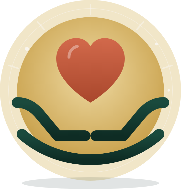 Open hands holding a heart